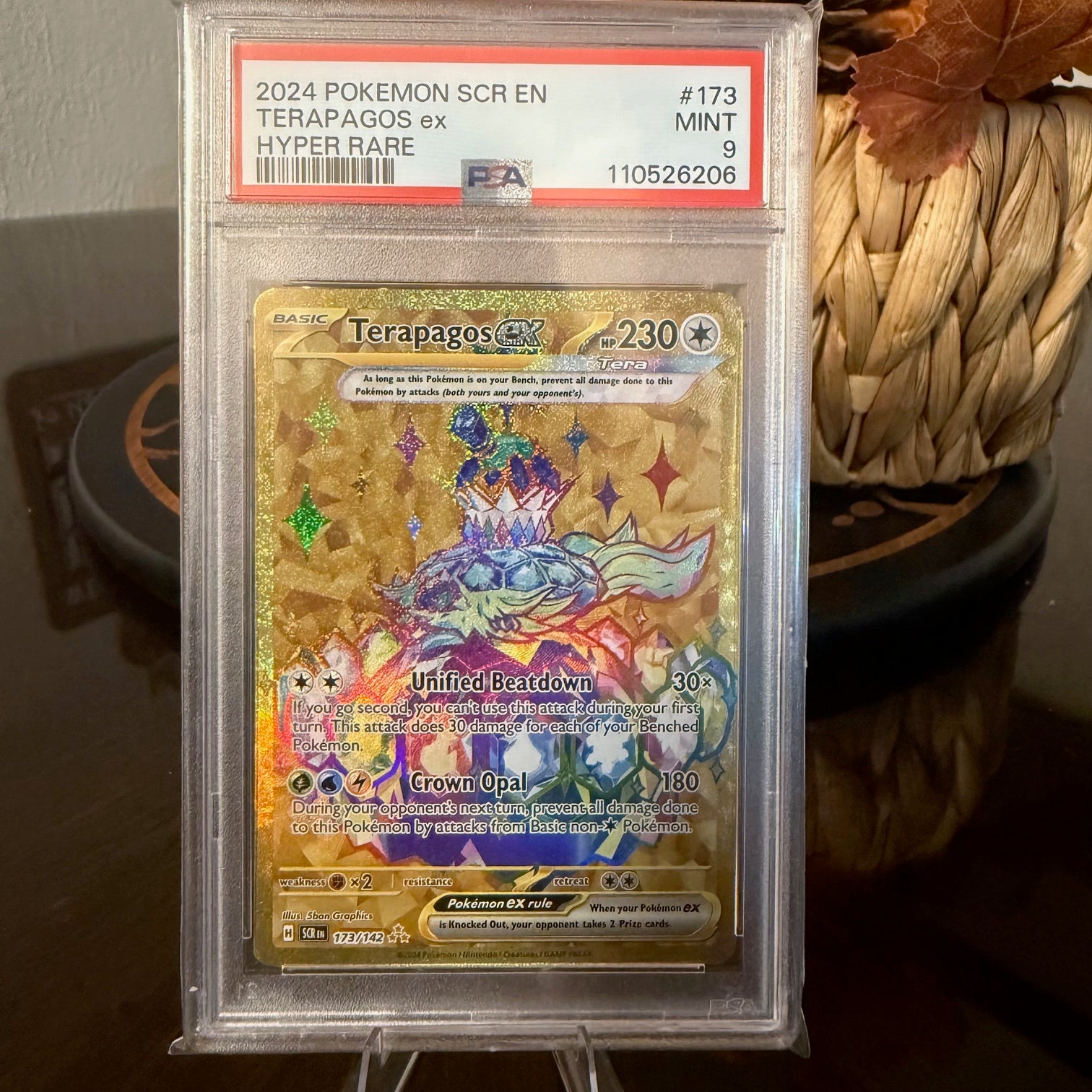 2024 PSA 9 Terapagos ex Hyper Rare #173 SCR EN Pokémon TCG Mint Gold Holo
