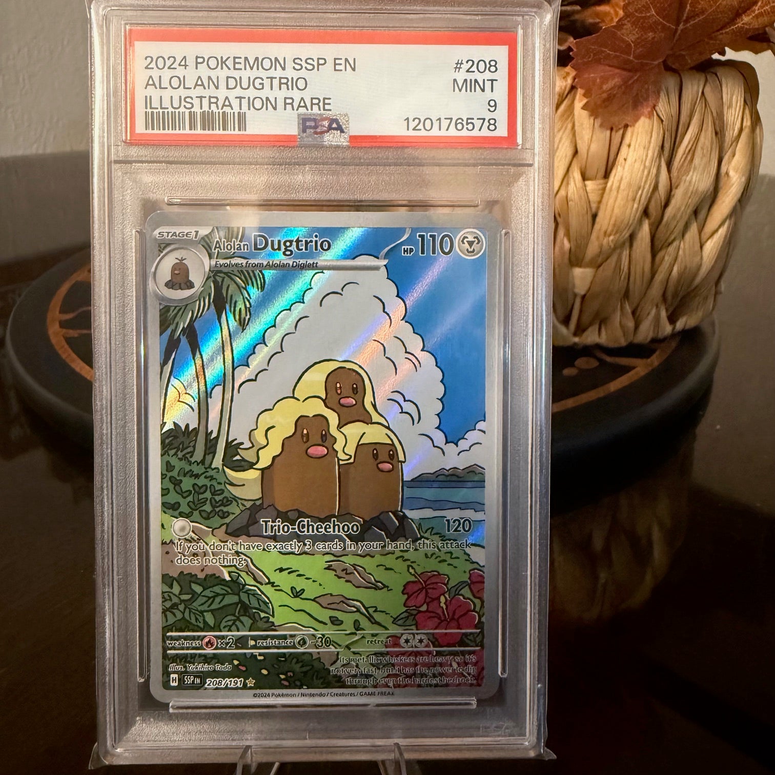 2024 PSA 9 Alolan Dugtrio Illustration Rare #208 SSP EN Pokémon TCG Mint Holo