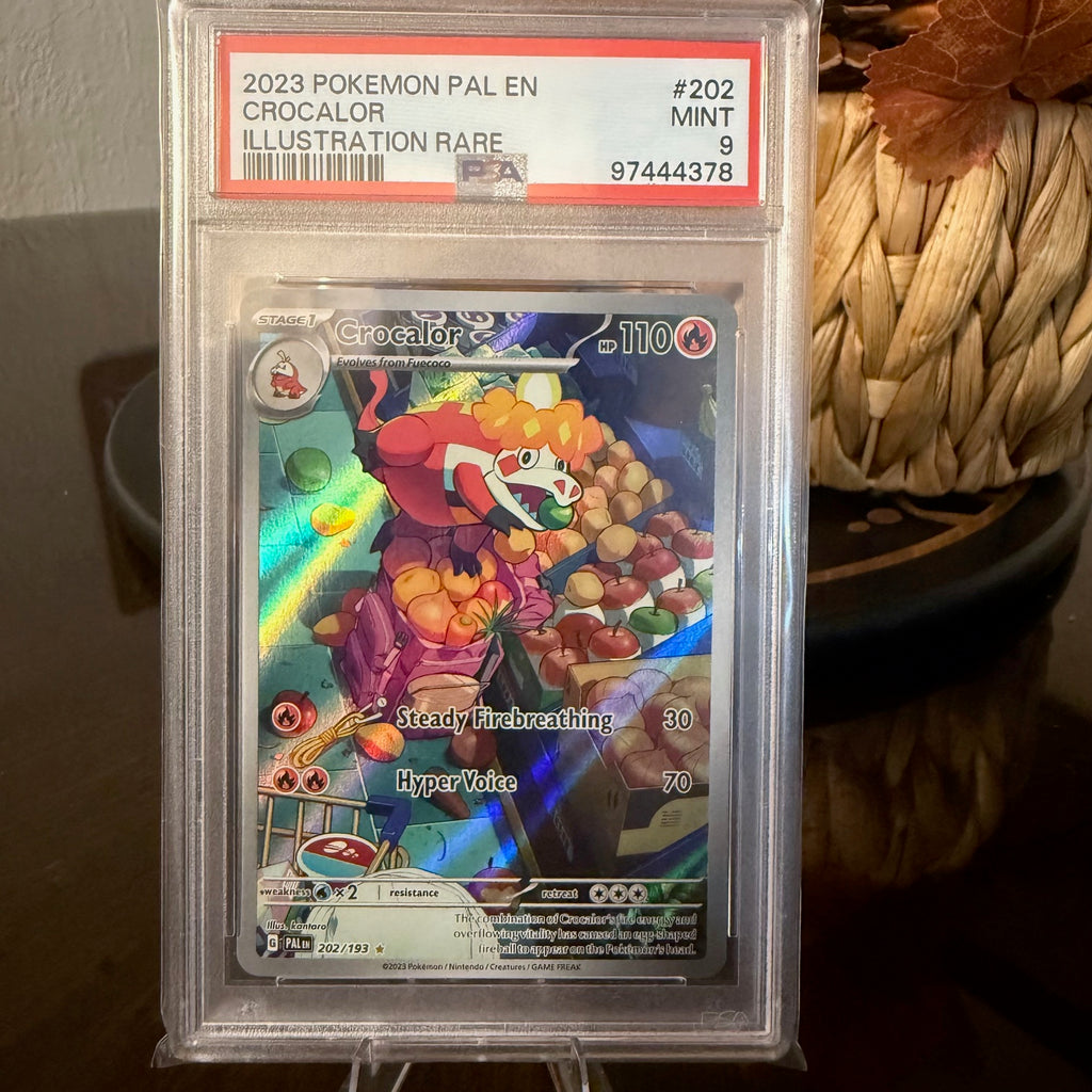 2023 PSA 9 Crocalor Illustration Rare #202 PAL EN Pokémon TCG Mint Holo