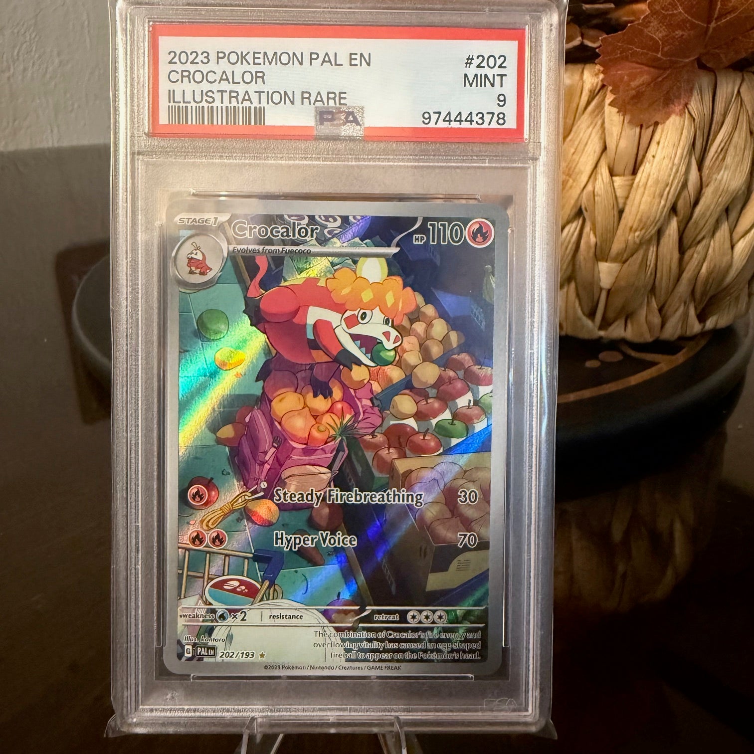2023 PSA 9 Crocalor Illustration Rare #202 PAL EN Pokémon TCG Mint Holo