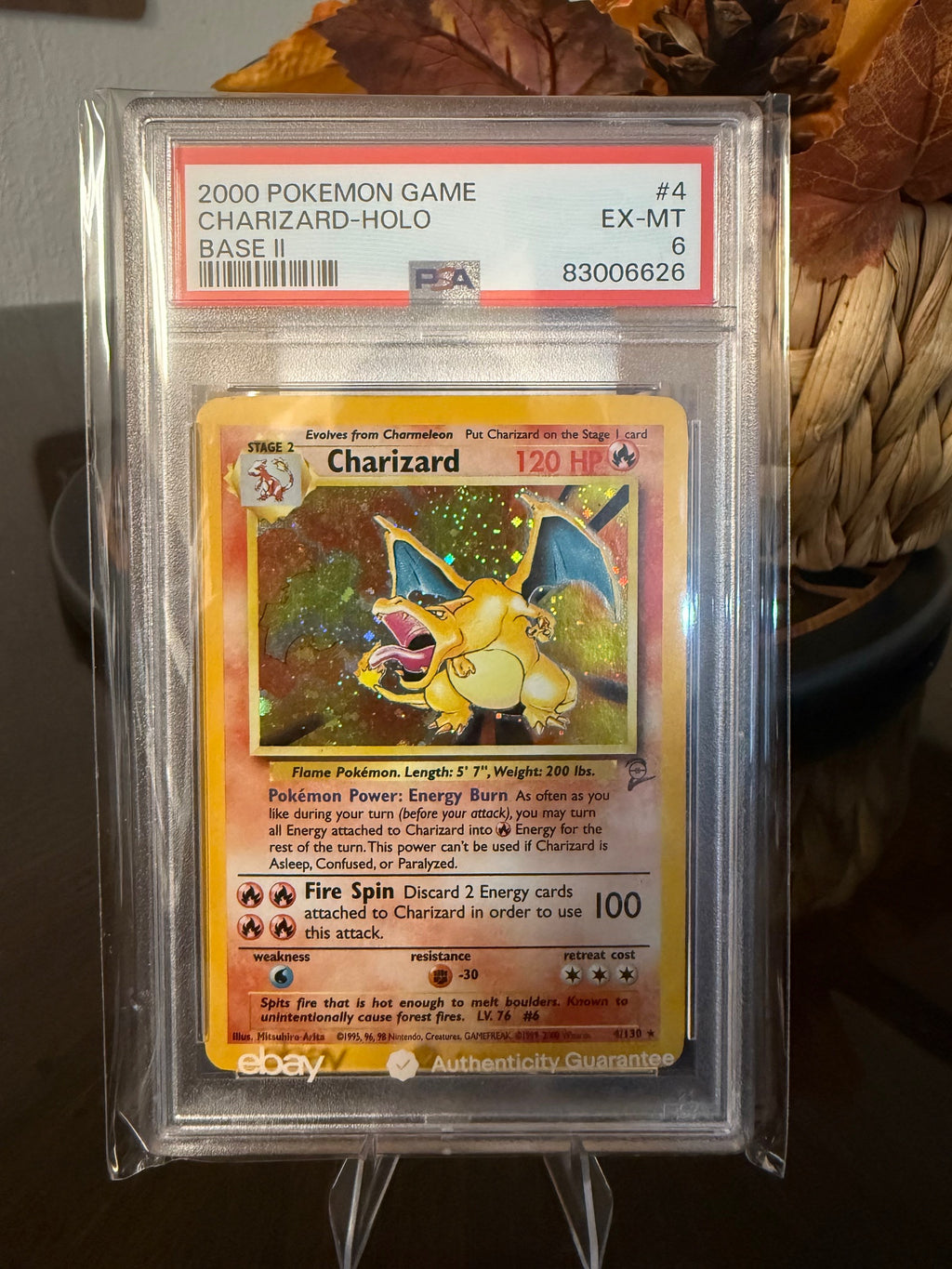 2000 PSA 6 Charizard Holo Base Set 2 #4 Pokémon TCG EX-MT WOTC Vintage Card